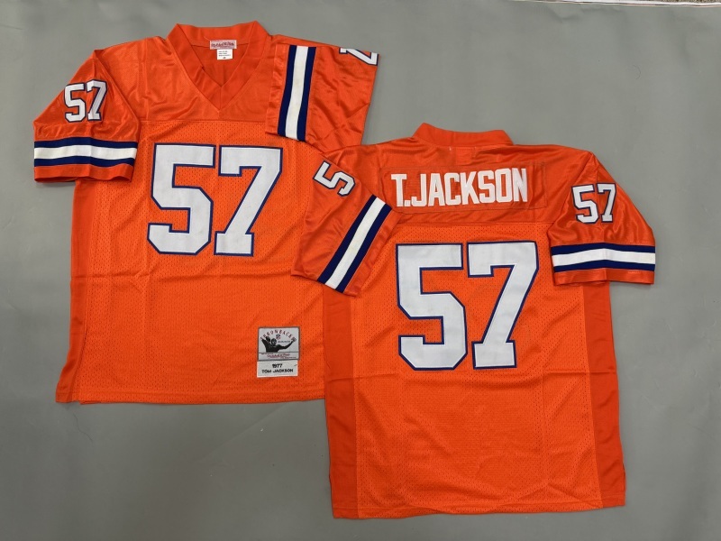Men 2025 Denver Broncos 57 T.Jackson orange Throwback Limited NFL Jersey style 001